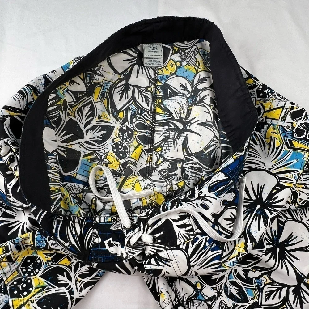 725 Original - Men’s Board Shorts - Large - Hibiscus - Dice - Blue, White